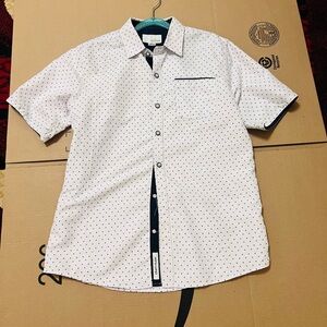 Men's White Polka Dot Short Sleeve Shirt